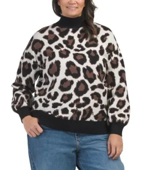 Tj Maxx Plus Mock Neck Leopard Sweater For Women