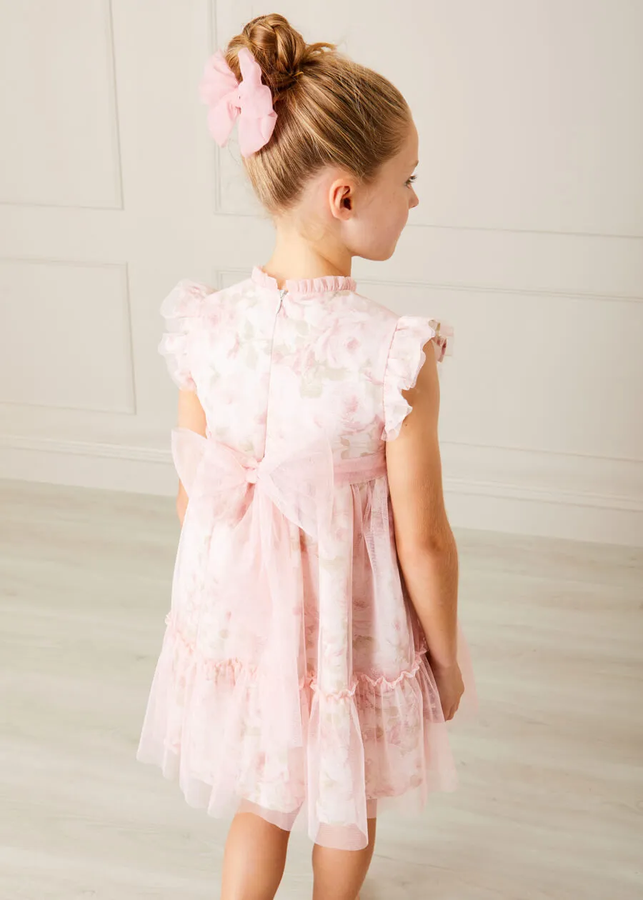 Tulle Floral Sleeveless Party Dress in Pink (4-10yrs)