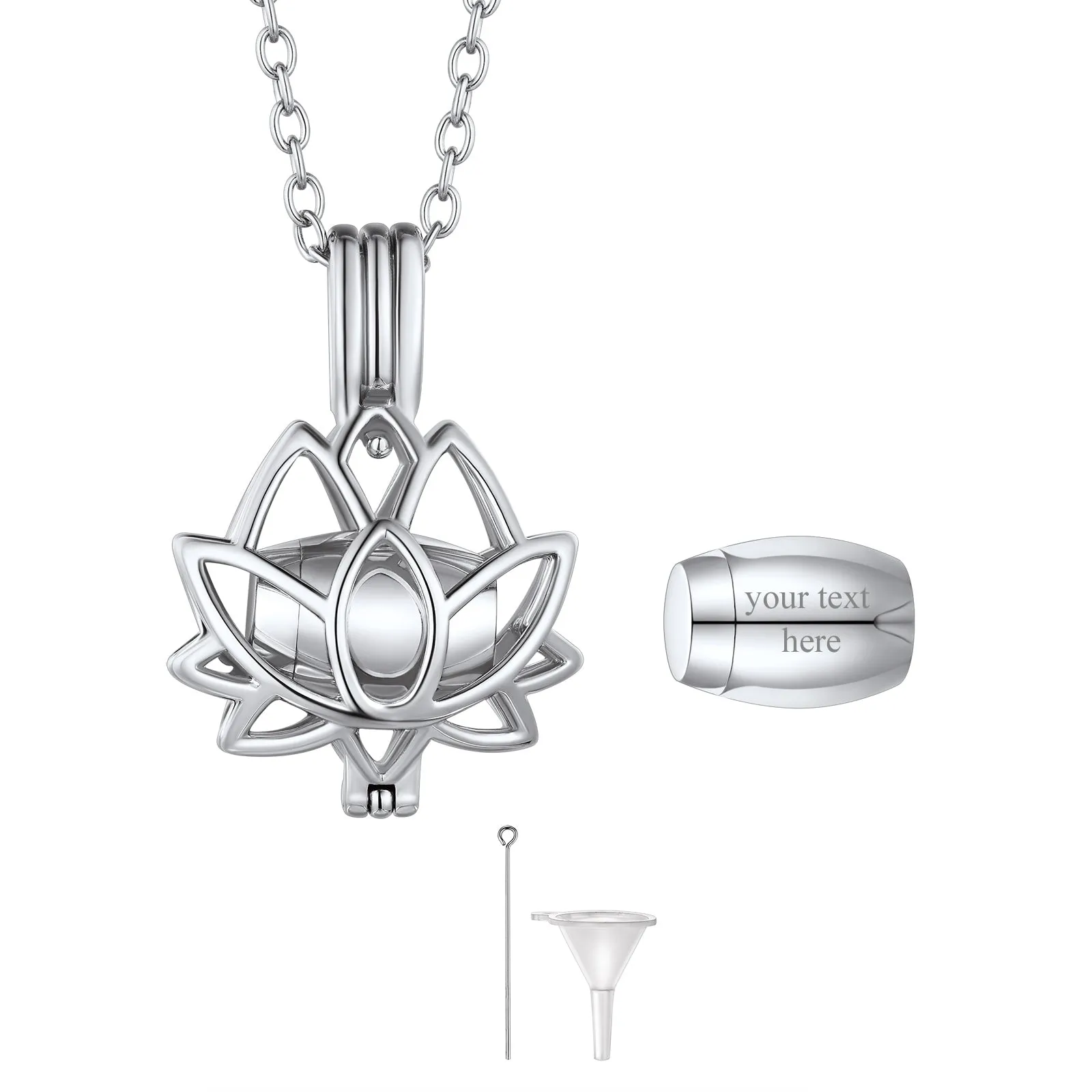 U7 Jewelry Lotus Flower Cremation Urn Necklace For Ashes