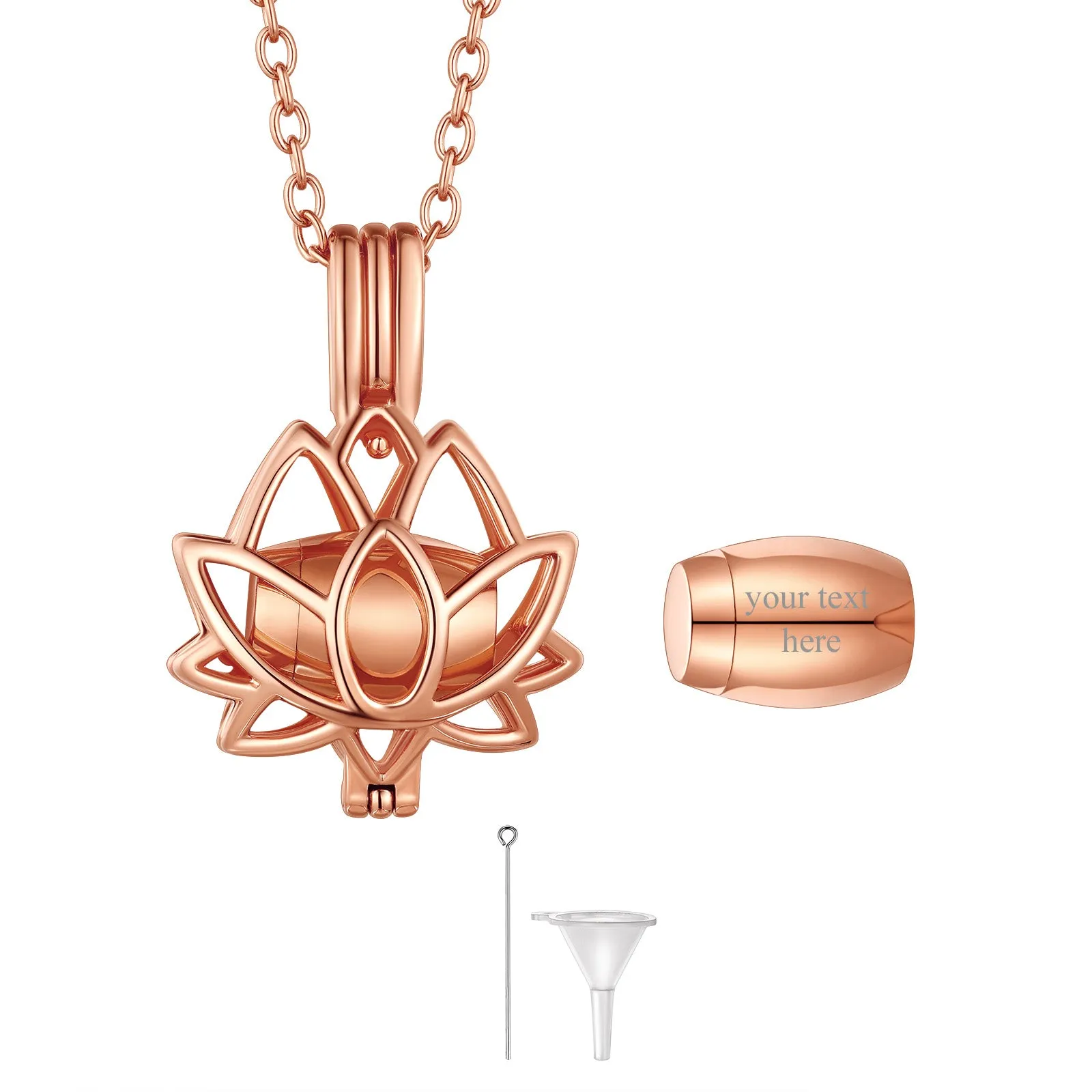 U7 Jewelry Lotus Flower Cremation Urn Necklace For Ashes