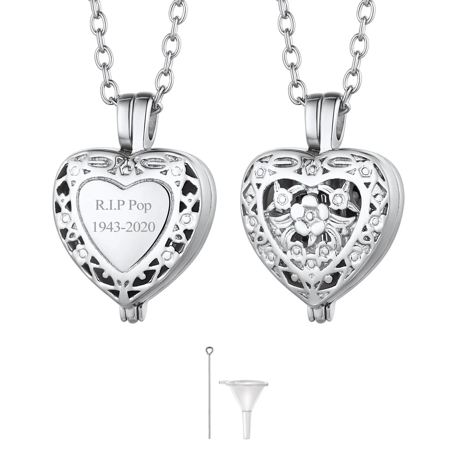 U7 Jewelry Personalized Heart Shape Flower Urn Necklace For Ashes