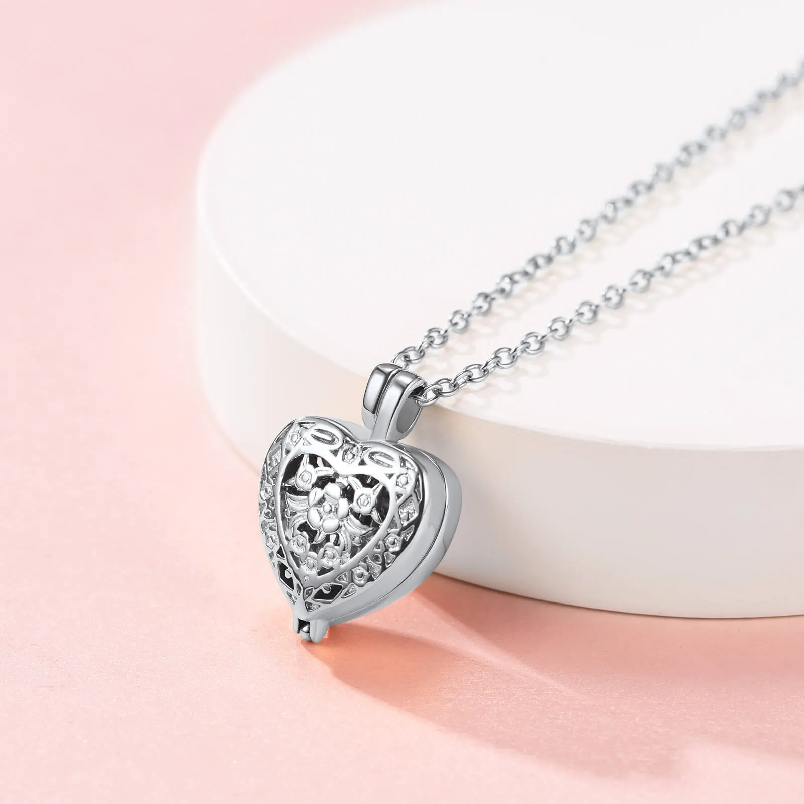 U7 Jewelry Personalized Heart Shape Flower Urn Necklace For Ashes