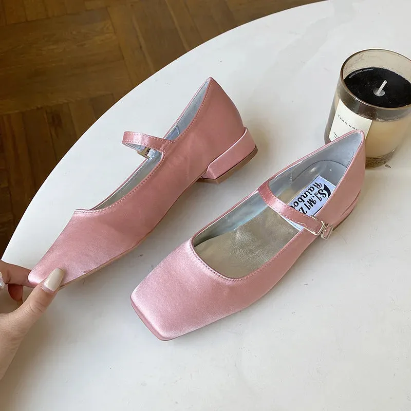 Verdon- the Jazz Dance Shoe Inspired Pastel Satin Mary Jane Flat Shoes 10 Colors