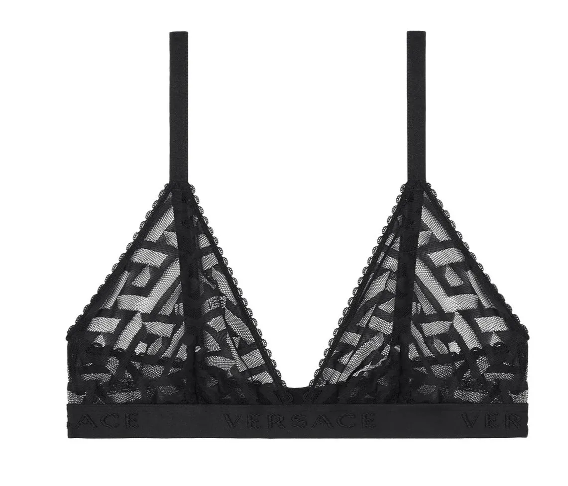 Versace Greca Pattern Tulle Bralette