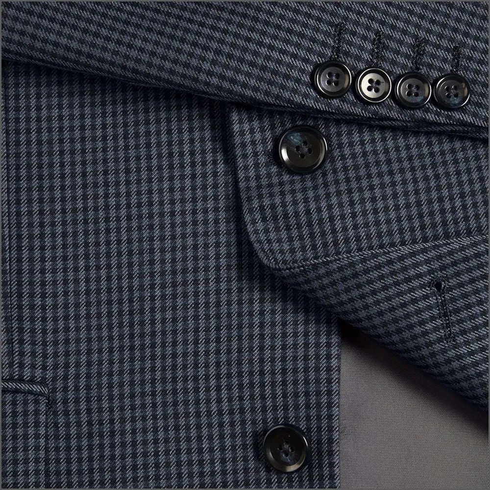 Wellington Dark Blue Fine Check City Jacket-