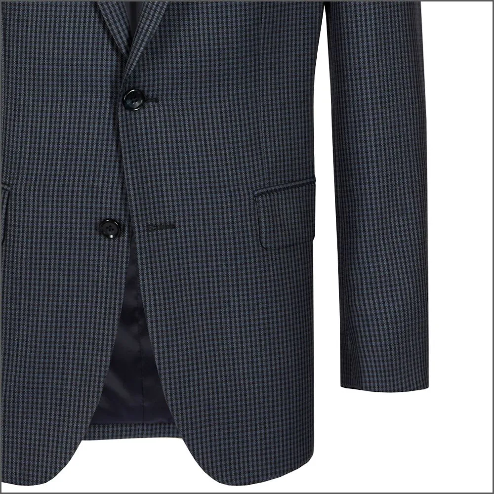 Wellington Dark Blue Fine Check City Jacket-