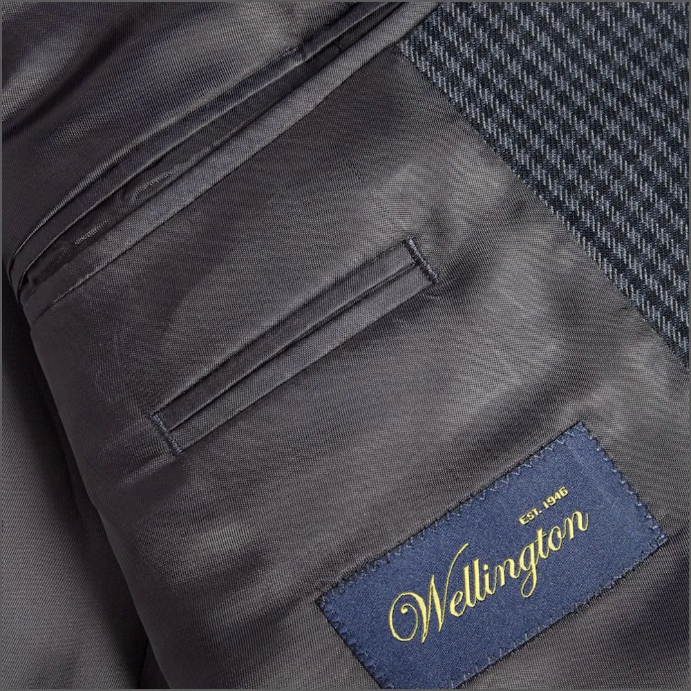 Wellington Dark Blue Fine Check City Jacket-