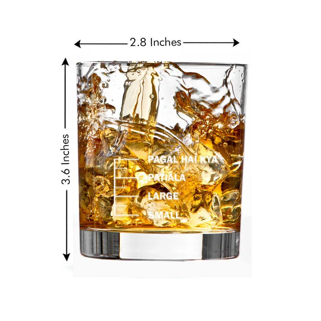 Whiskey Glasses SET OF 2 -  Anniversary Birthday Gift Funny Gifts for Husband Bf - SMALL LARGE PATIYALA PAGAL HAI KYA