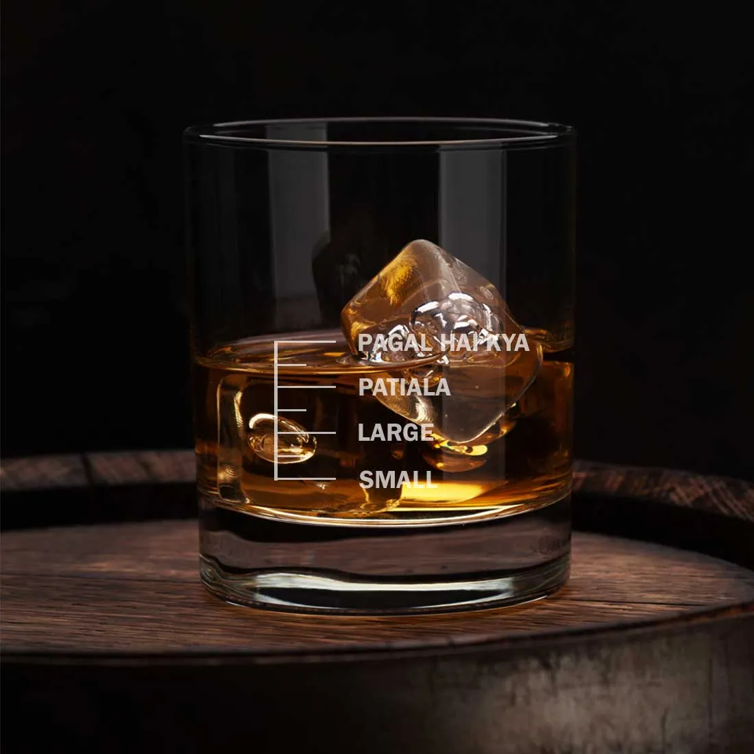 Whiskey Glasses SET OF 2 -  Anniversary Birthday Gift Funny Gifts for Husband Bf - SMALL LARGE PATIYALA PAGAL HAI KYA