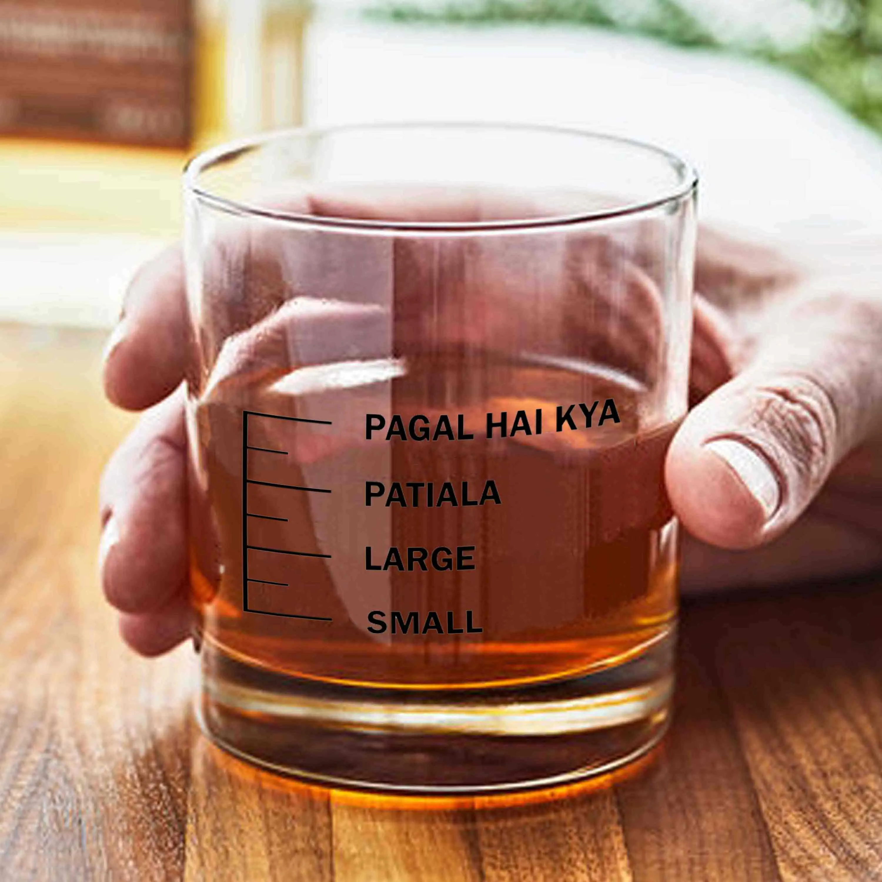 Whiskey Glasses SET OF 2 -  Anniversary Birthday Gift Funny Gifts for Husband Bf - SMALL LARGE PATIYALA PAGAL HAI KYA