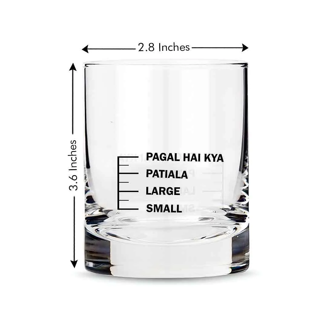 Whiskey Glasses SET OF 2 -  Anniversary Birthday Gift Funny Gifts for Husband Bf - SMALL LARGE PATIYALA PAGAL HAI KYA