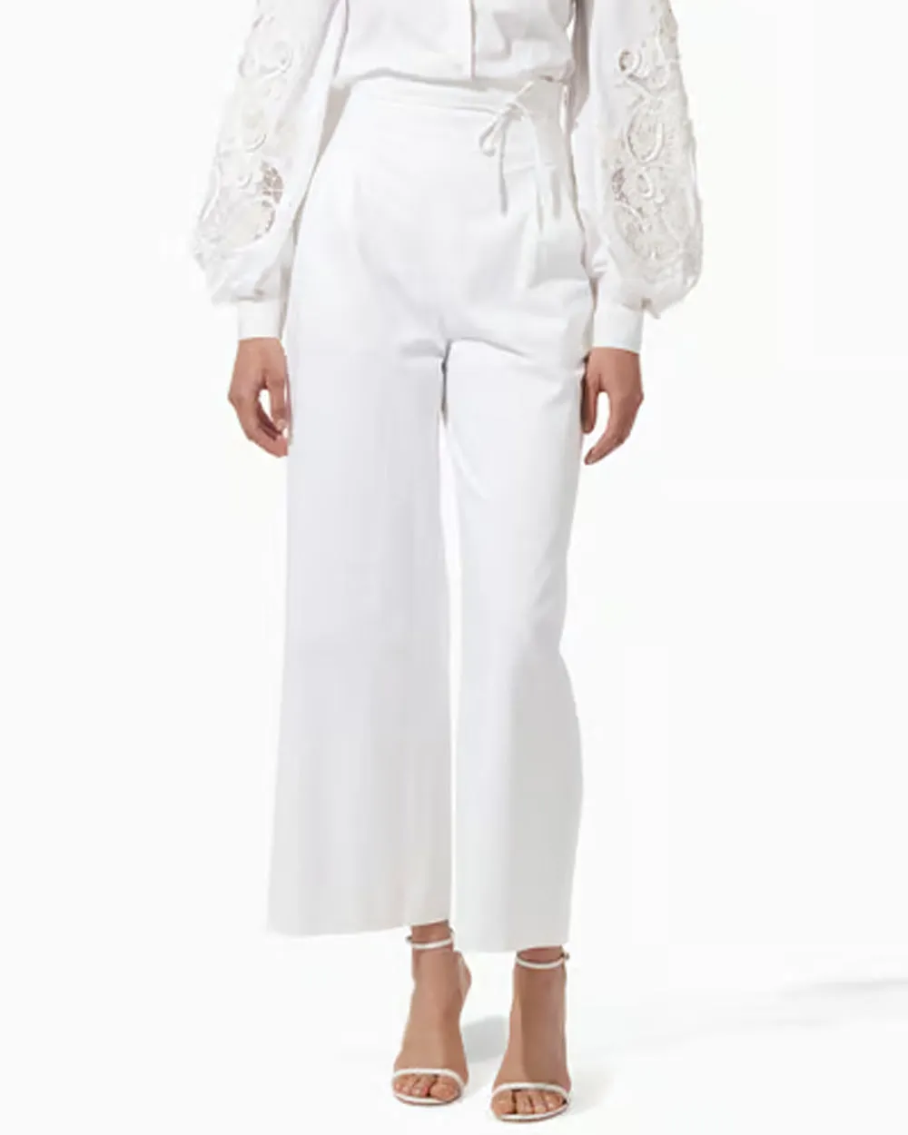 White High Rise Wide Leg Pant