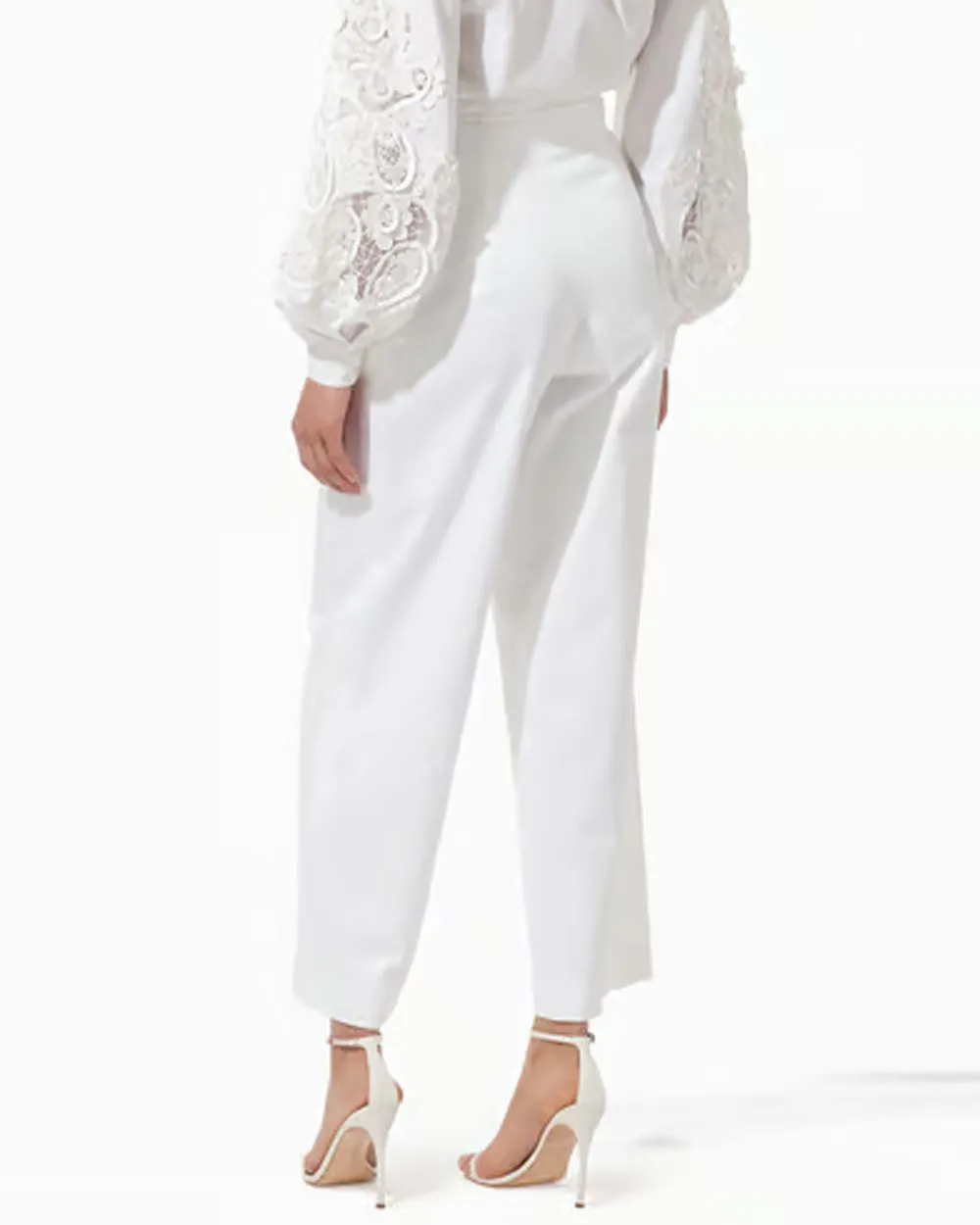 White High Rise Wide Leg Pant