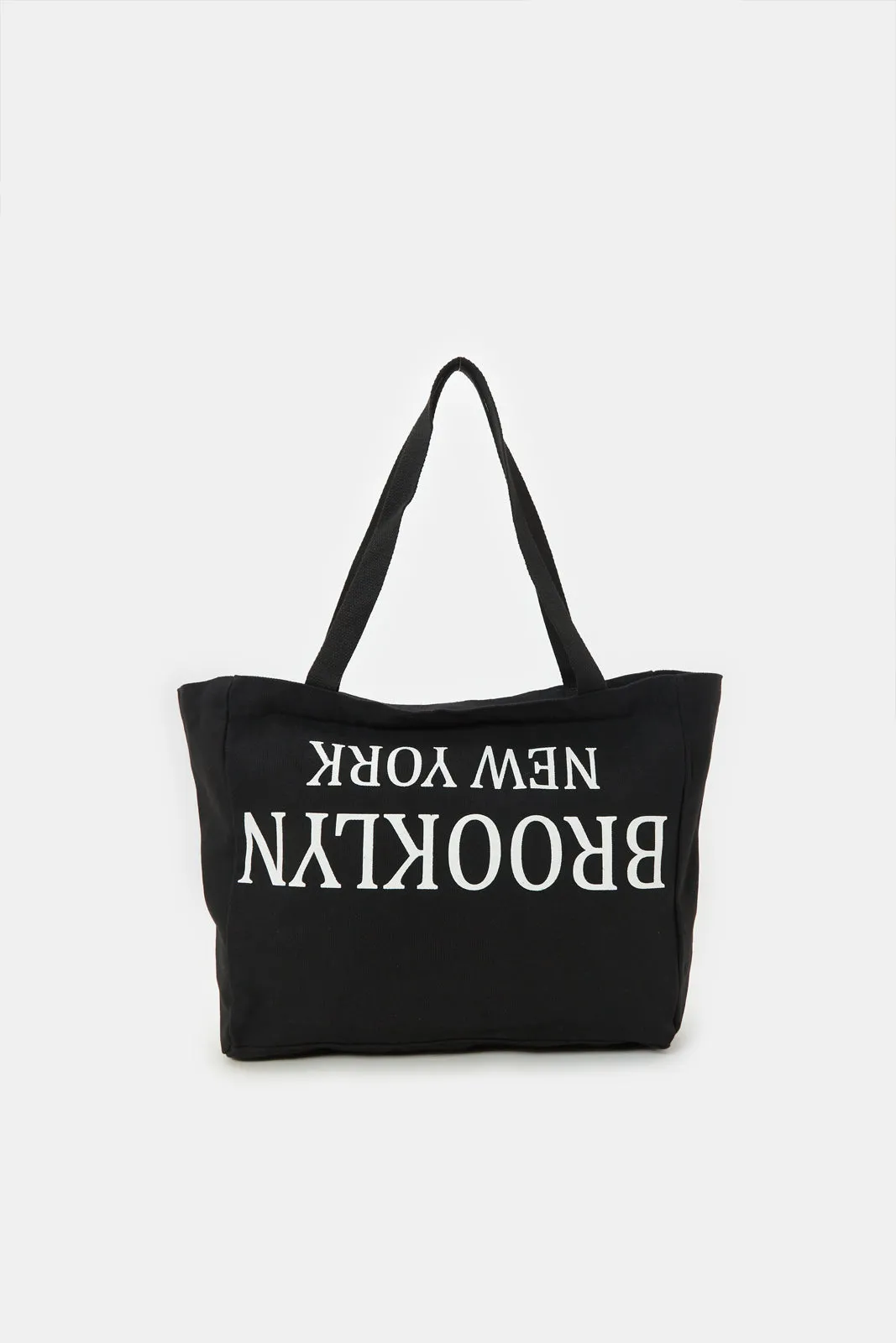 Women Black Printed Shopping Bag