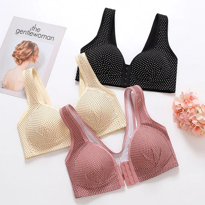 Women's Plus Size Push-Up Front Closure Seamless Wire Free Full Cup Bra