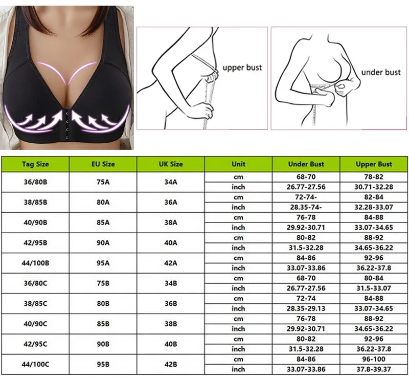 Women's Sexy Purple Seamless Front Closure Wire Free Full Cup Push-Up Bra