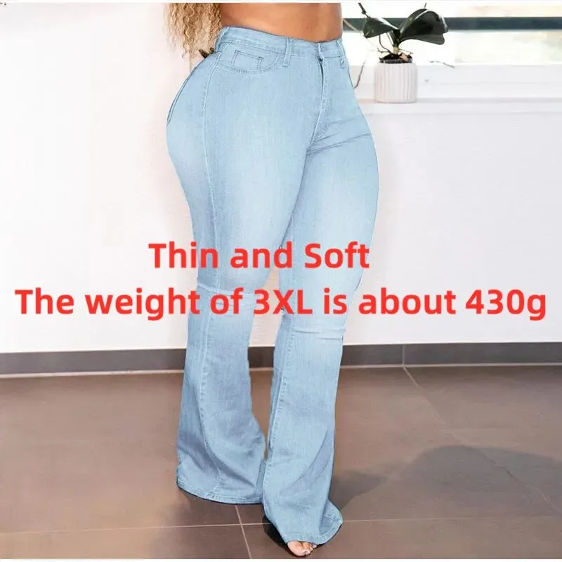 Women's Vintage Street Style Stretchy High Waist Denim Flare Pants