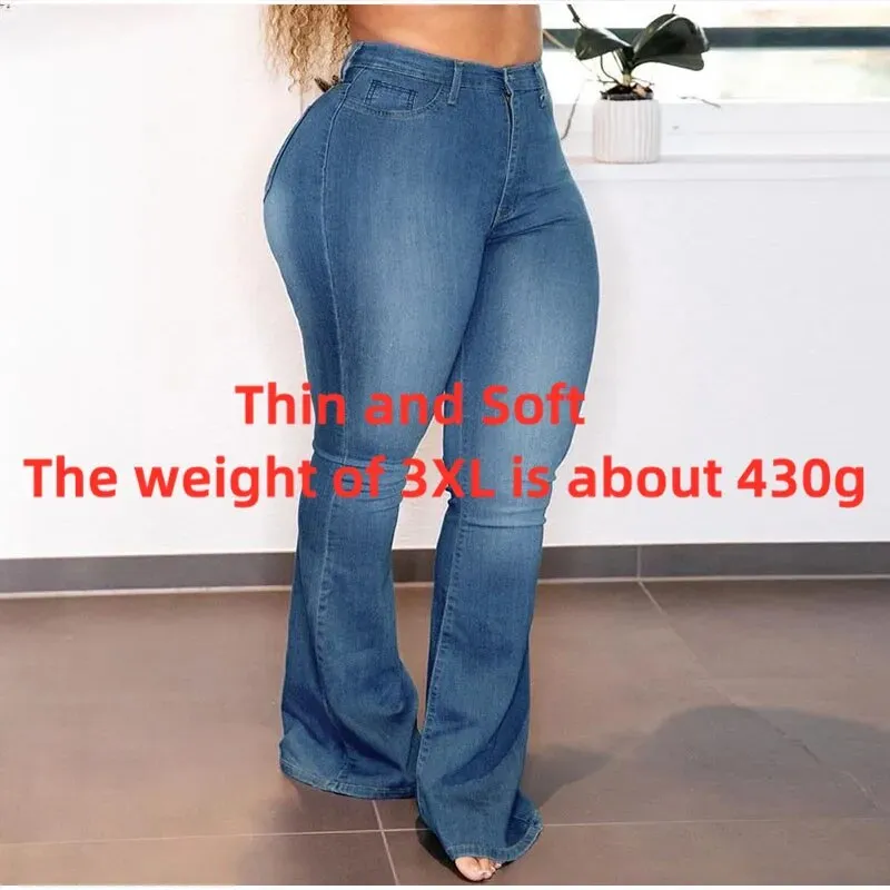 Women's Vintage Street Style Stretchy High Waist Denim Flare Pants