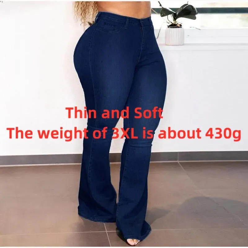 Women's Vintage Street Style Stretchy High Waist Denim Flare Pants