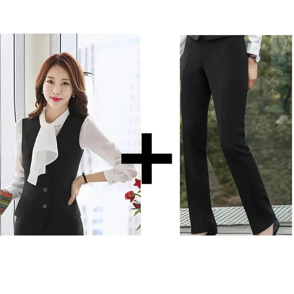 Women's Winter Formal Business Office Work Wear Vest with Pants