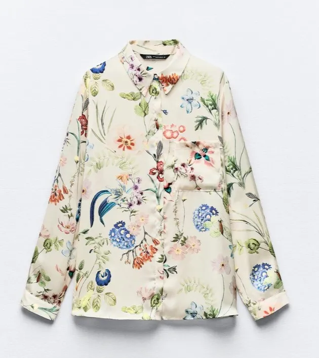 ZARA  |Flower Patterns Casual Style Long Sleeves Elegant Style