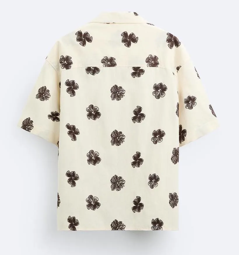 ZARA  |Flower Patterns Short Sleeves Shirts